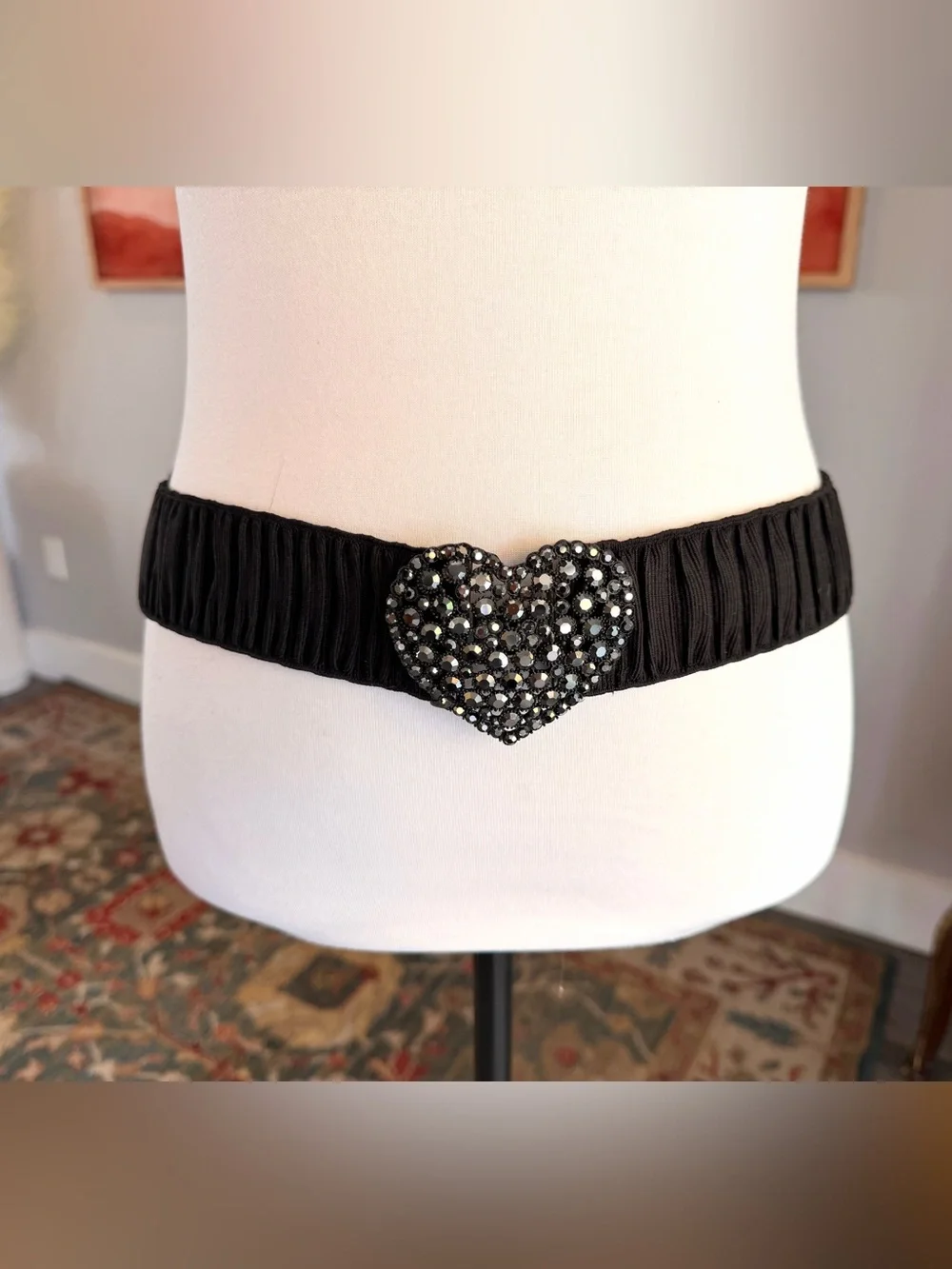 Black Heart Gem Stretch Belt